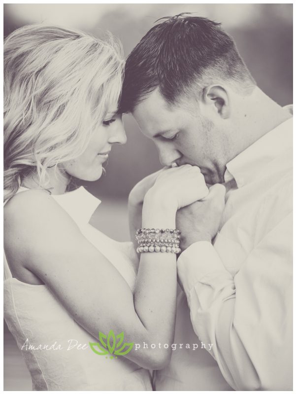 Romantic Engagement Photo Spring kissing hands black and white