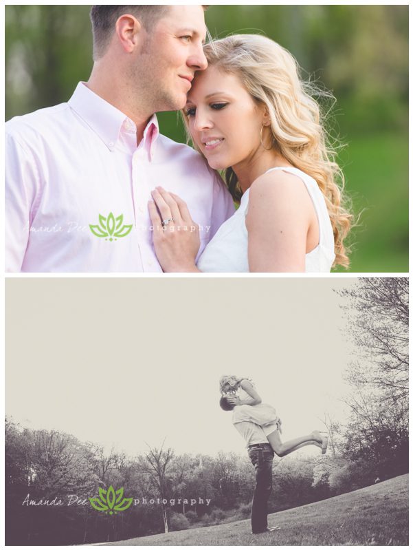 Romantic Engagement Photo Spring jumping into his arms lifting up kissing Candids