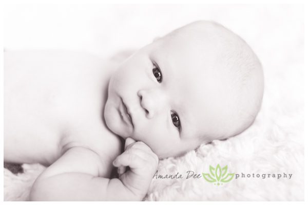 Newborn Baby Boy eyes open eye contact black and white