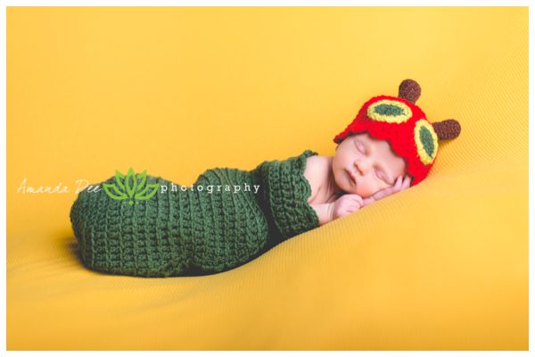 Newborn Eric Carle Caterpillar outfit crocheted 