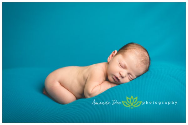 Baby Boy Newborn Photography blue blanket bean bag naked