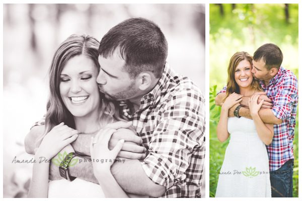 Outdoor Park Engagement photo in grass and trees candid black and white