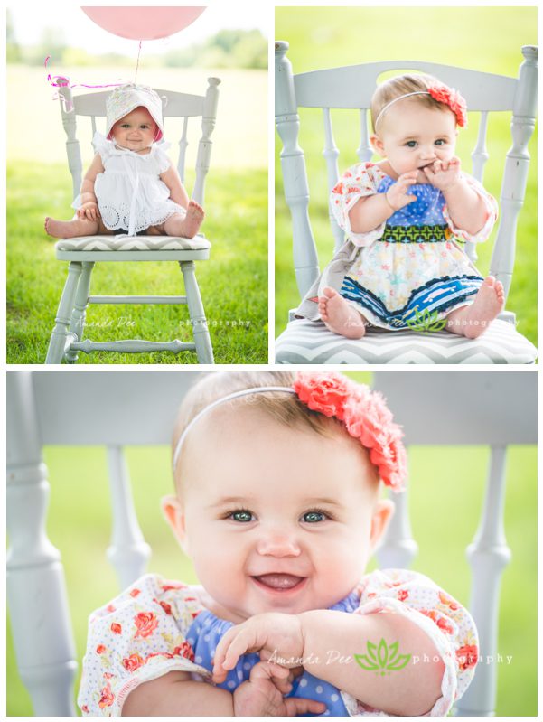8 Month old 9 month old outdoor photo session bonnet chair Amanda Dee Photography Child and Baby Photographer