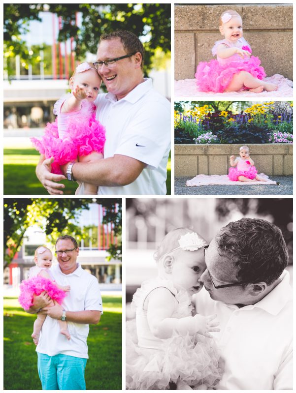 One Year Old Girl Photo Session Outdoor Park Amanda Dee Photography pink tutu with dad kisses