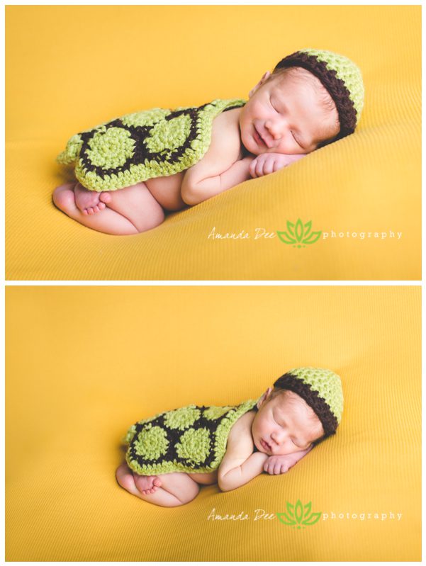 Newborn baby boy crocheted turtle outfit bean bag