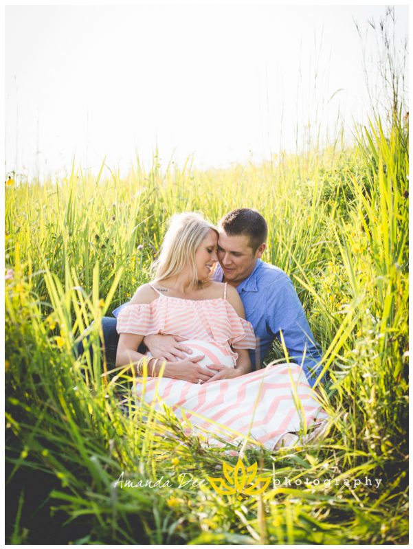 Outdoor Summer Maternity and Family Session Amanda Dee Photography couple in tall grass field