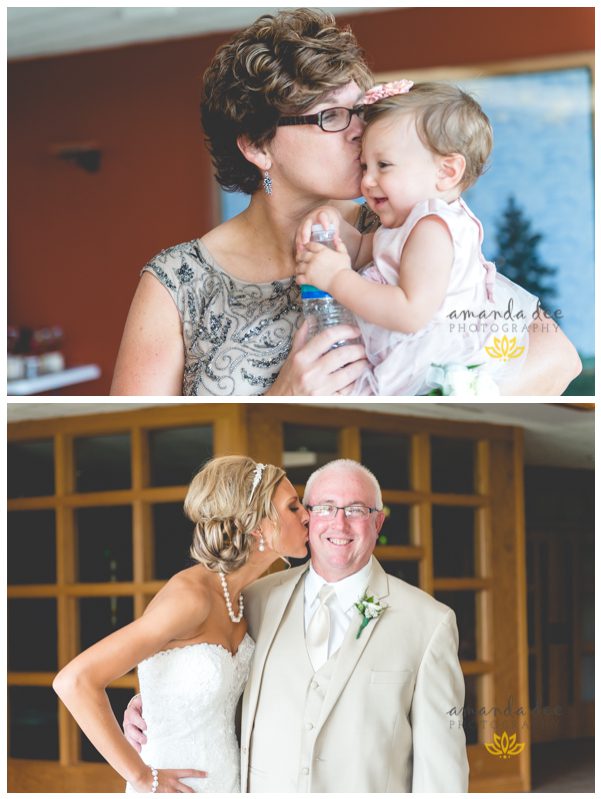 Summer Wedding Amanda Dee Photography baby with grandma mother of the bride and bride kissing dad on the cheek