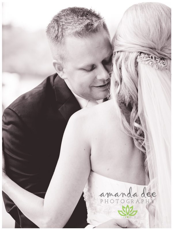 Summer Wedding Teal Accents - Amanda Dee Photography - First Look Bride and Groom Black and White
