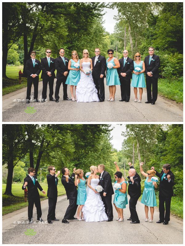 Summer Wedding Teal Accents - Amanda Dee Photography - Bridal Party Fun Shot