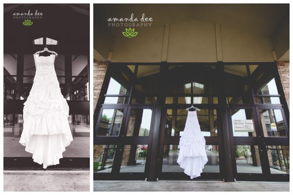 Summer Wedding Teal Accents - Amanda Dee Photography - dress hanging