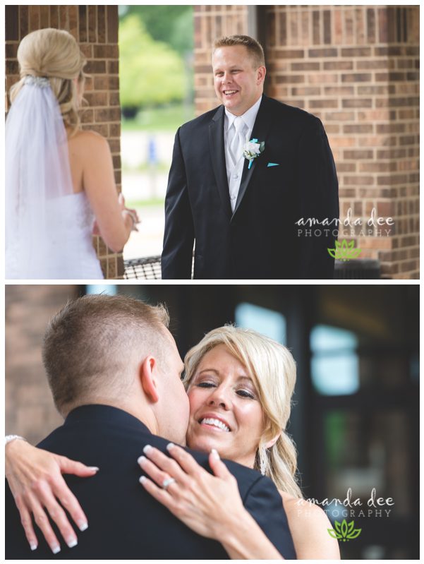 Summer Wedding Teal Accents - Amanda Dee Photography - First Look Bride and Groom Reveal Moment